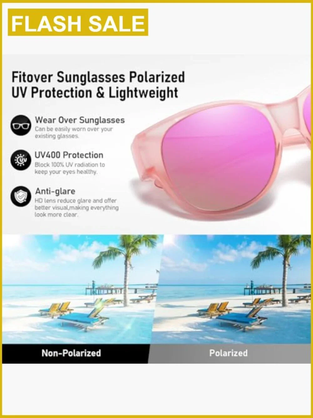 Polarized Cat Eye Fit Over Glasses Sunglasses UV Protection